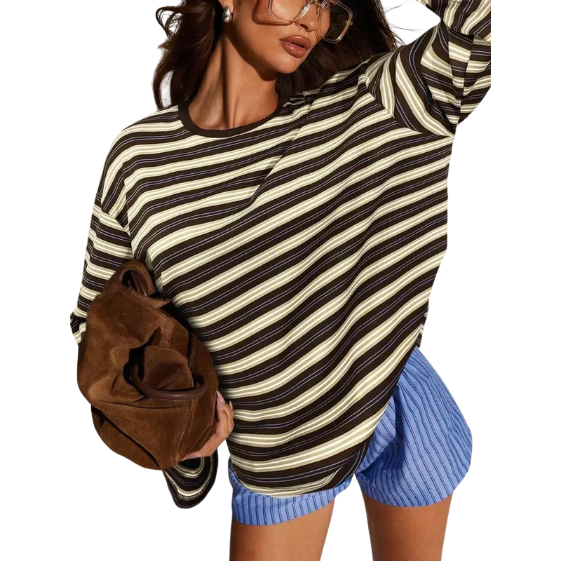 ROSINA | Classic Striped Long Sleeve Fitted Top