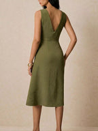 Asymmetrical Neck Ruched Midi Dress for Women – Bodycon Party Dress - Sundrift