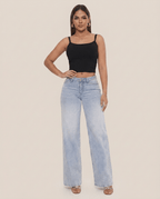 Baggy Wide Leg BBL Jeans for Women – Mid Low Rise Distressed Stretch Denim - Sundrift