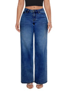 Baggy Wide Leg BBL Jeans for Women – Mid Low Rise Distressed Stretch Denim - Sundrift