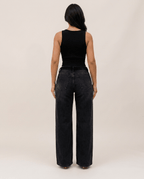 Black Wide Leg BBL Jeans for Women – Mid Low Rise Baggy Stretch Denim - Sundrift