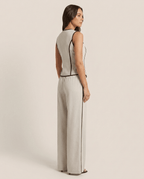 Contrast Piping Top & Wide Leg Pants Set for Women – Two Piece Lounge Outfit - Sundrift