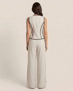 Contrast Piping Top & Wide Leg Pants Set for Women – Two Piece Lounge Outfit - Sundrift