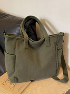 Corduroy Shoulder Bag for Women – Solid Colour Casual Handbag - Sundrift