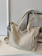 Corduroy Shoulder Bag for Women – Solid Colour Casual Handbag - Sundrift