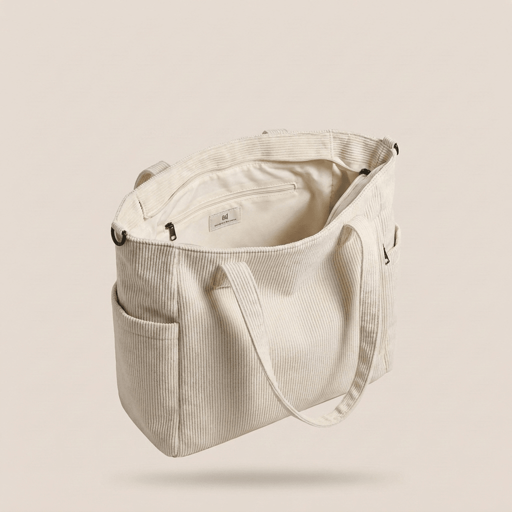 Corduroy Shoulder Bag for Women – Solid Colour Casual Handbag - Sundrift