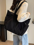 Corduroy Shoulder Bag for Women – Solid Colour Casual Handbag - Sundrift