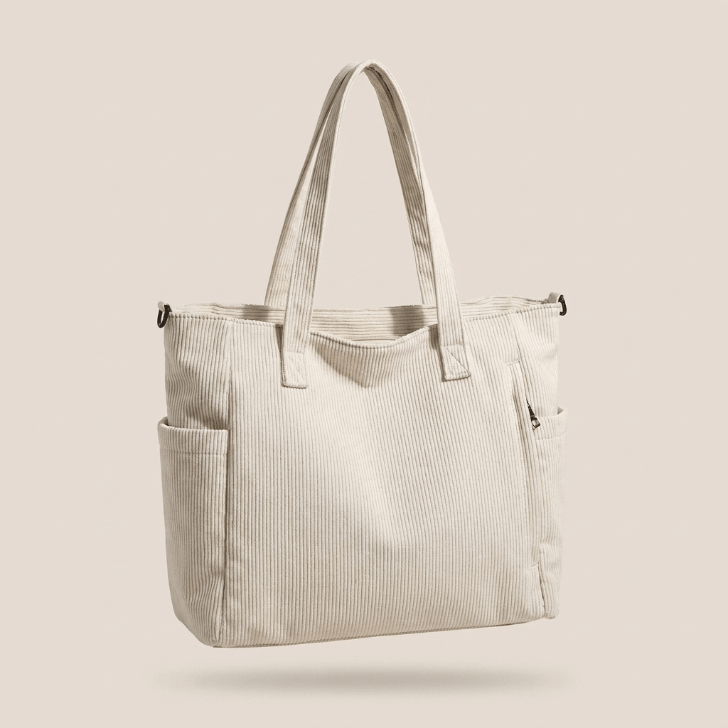 Corduroy Shoulder Bag for Women – Solid Colour Casual Handbag - Sundrift