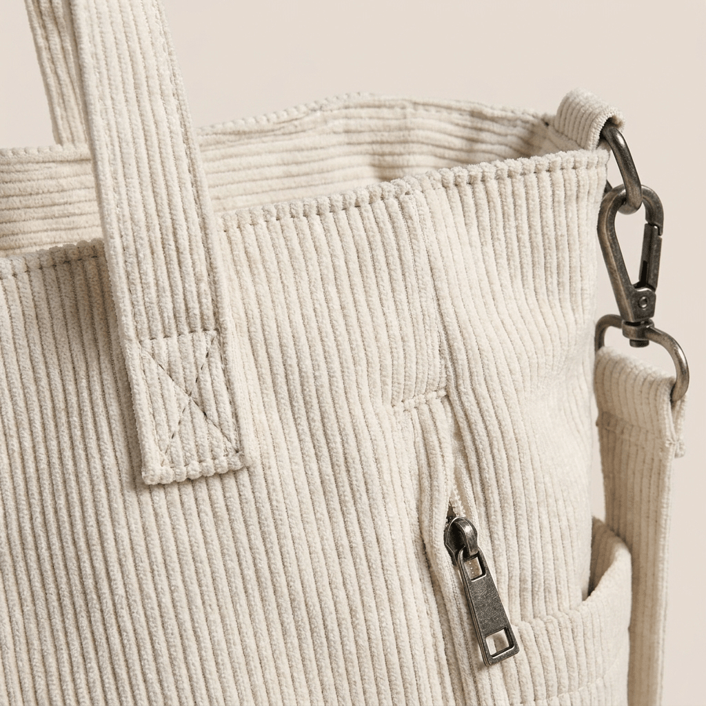 Corduroy Shoulder Bag for Women – Solid Colour Casual Handbag - Sundrift