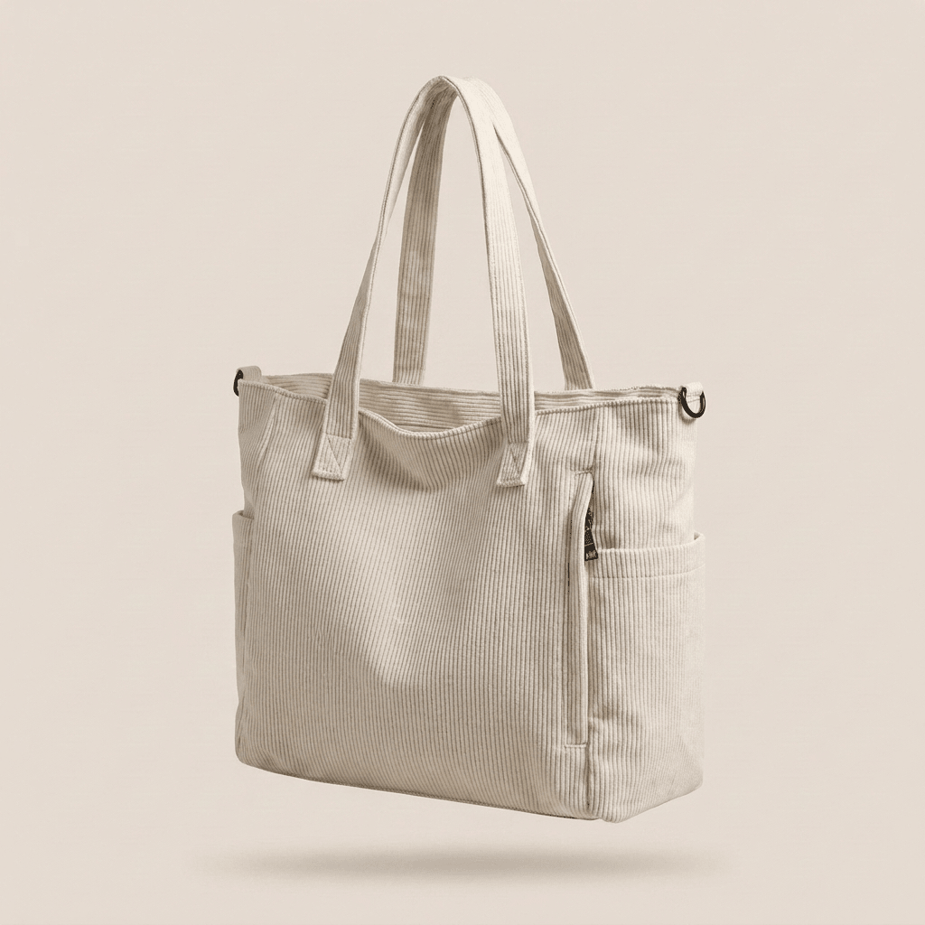 Corduroy Shoulder Bag for Women – Solid Colour Casual Handbag - Sundrift