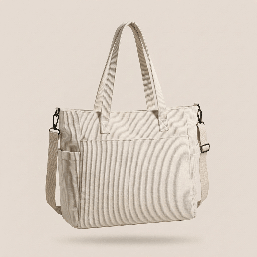 Corduroy Shoulder Bag for Women – Solid Colour Casual Handbag - Sundrift