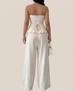 Cotton Sweetheart Neck Tube Top & Pants Set for Women – Two Piece Matching Outfit - Sundrift