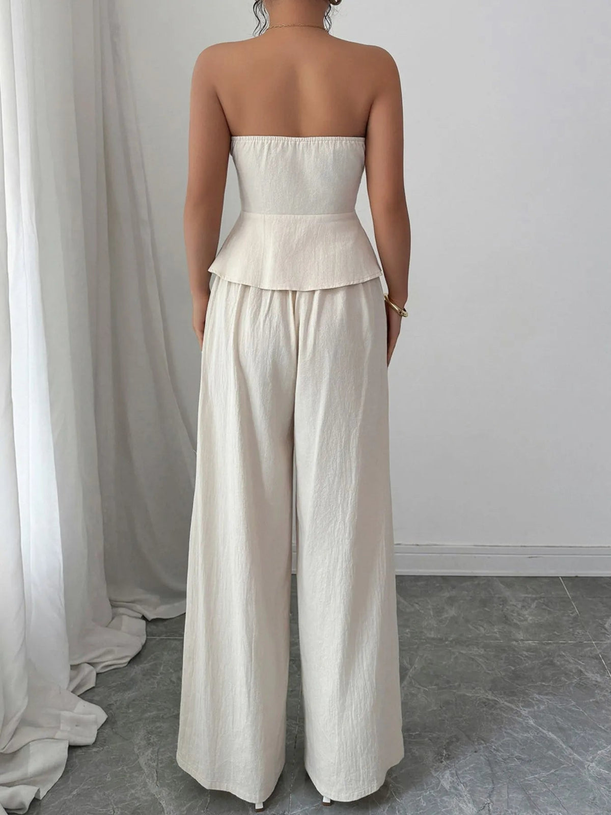 Cotton Sweetheart Neck Tube Top & Pants Set for Women – Two Piece Matching Outfit - Sundrift