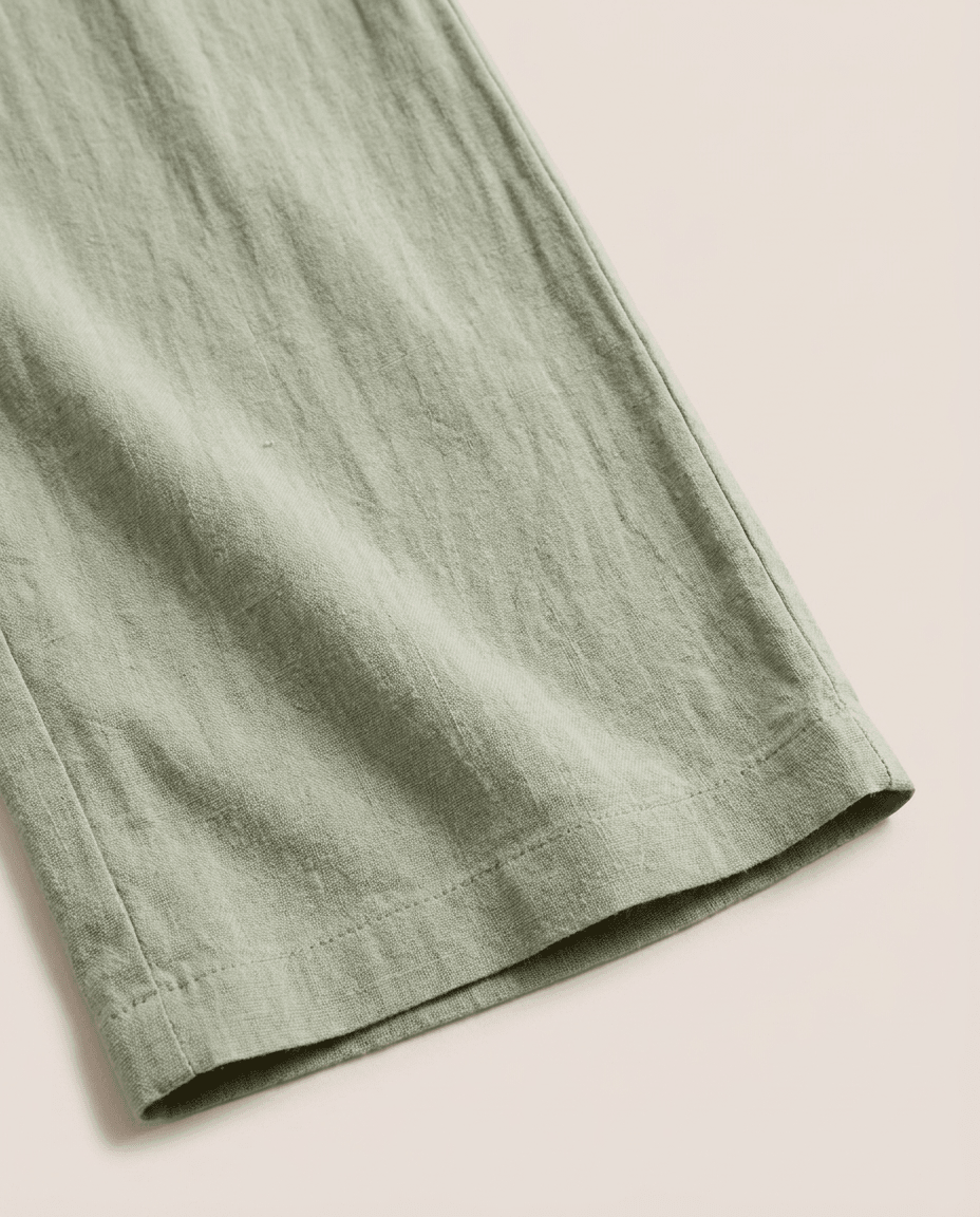 High Waist Wide Leg Linen Look Pants for Women – Drawstring Casual Trousers - Sundrift