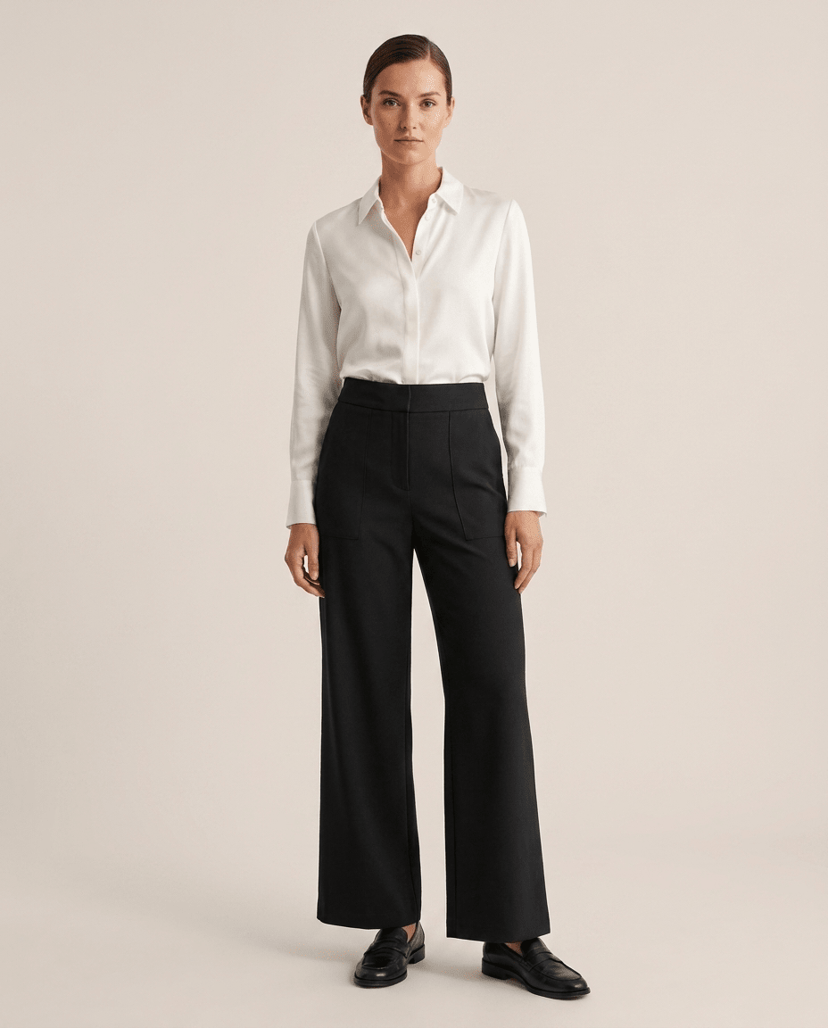 High Waist Wide Leg Trousers for Women – Loose Business Casual Work Pants - Sundrift