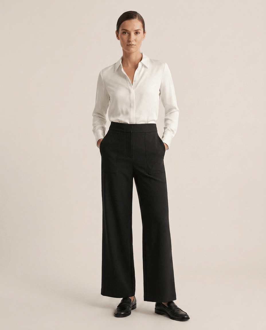 High Waist Wide Leg Trousers for Women – Loose Business Casual Work Pants - Sundrift
