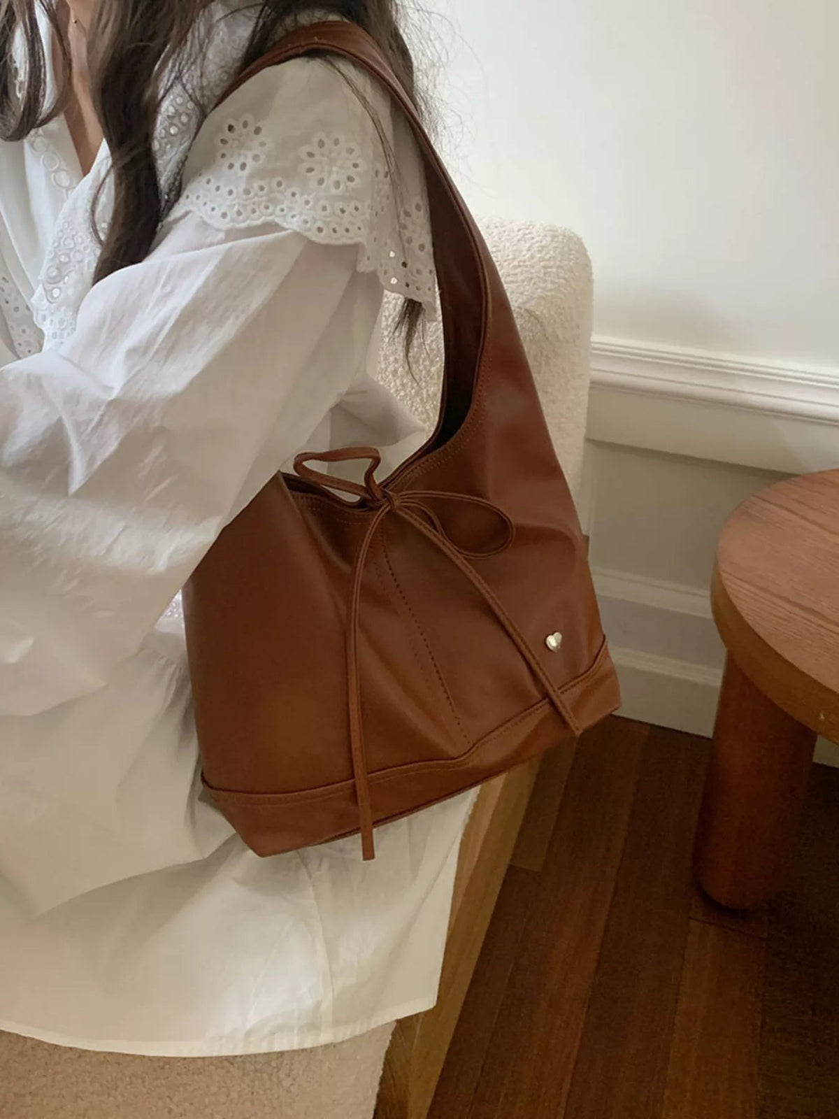 Knotted Leather Shoulder Bag for Women – Minimalist Everyday Handbag - Sundrift