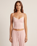 Lace Trim Cami & Pants Lounge Set for Women – Soft Satin Pajama Set - Sundrift