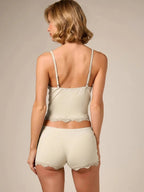 Lace Trim Cami & Shorts Pajama Set for Women – Soft Satin Sleepwear - Sundrift