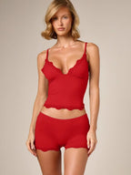 Lace Trim Cami & Shorts Pajama Set for Women – Soft Satin Sleepwear - Sundrift