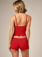Lace Trim Cami & Shorts Pajama Set for Women – Soft Satin Sleepwear - Sundrift
