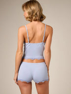 Lace Trim Cami & Shorts Pajama Set for Women – Soft Satin Sleepwear - Sundrift