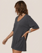 Oversized Cotton Linen T-Shirt for Women – V Neck Short Sleeve Summer Top - Sundrift