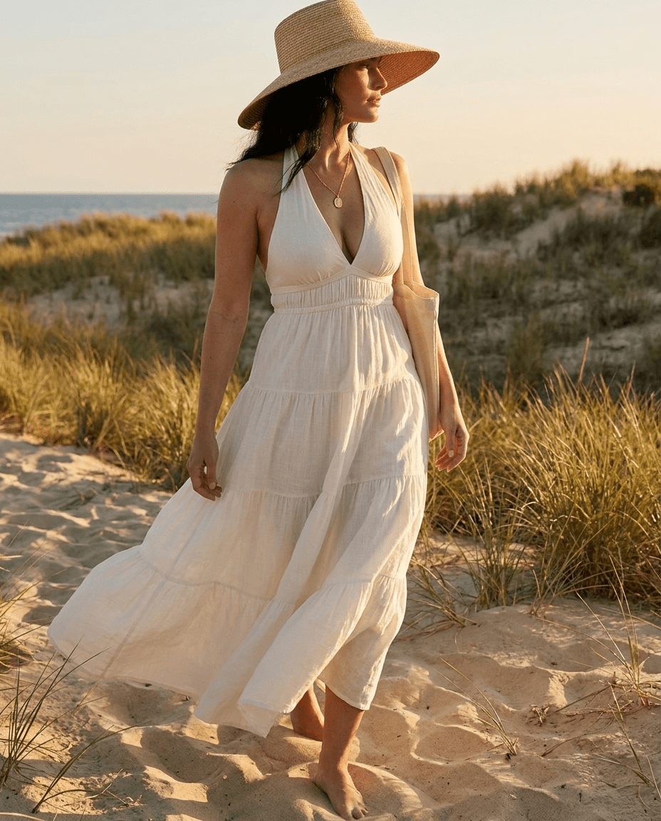 Plain Beach Summer Dress for Women – Casual Loose Fit Cover Up Dress - Sundrift