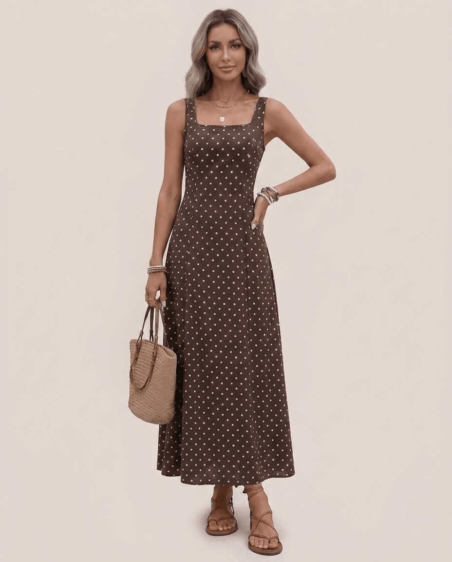 Polka Dot Maxi Dress for Women – Sleeveless Flowy Summer Dress - Sundrift