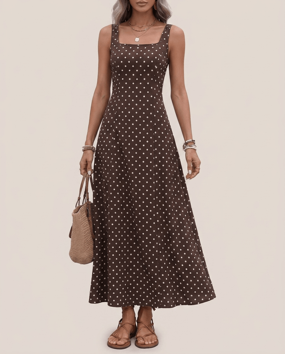 Polka Dot Maxi Dress for Women – Sleeveless Flowy Summer Dress - Sundrift