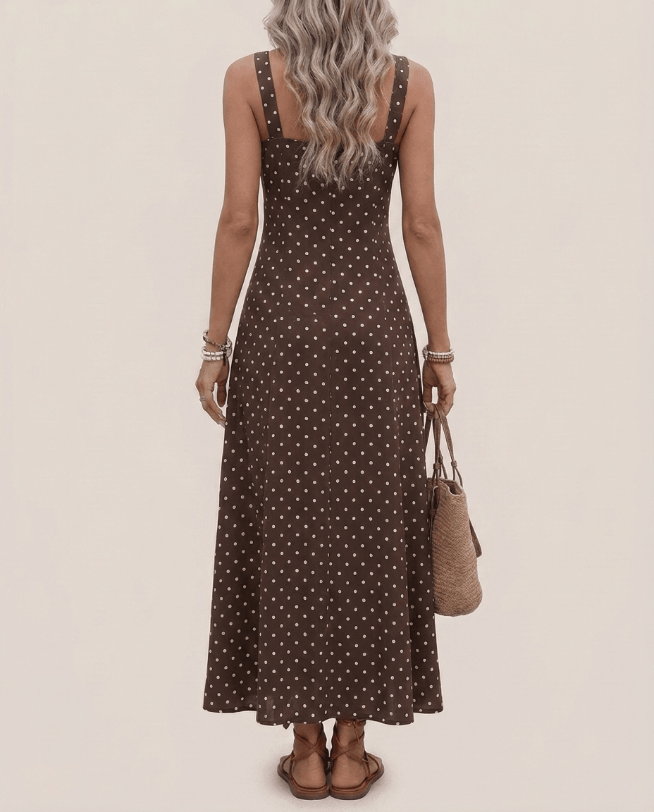 Polka Dot Maxi Dress for Women – Sleeveless Flowy Summer Dress - Sundrift