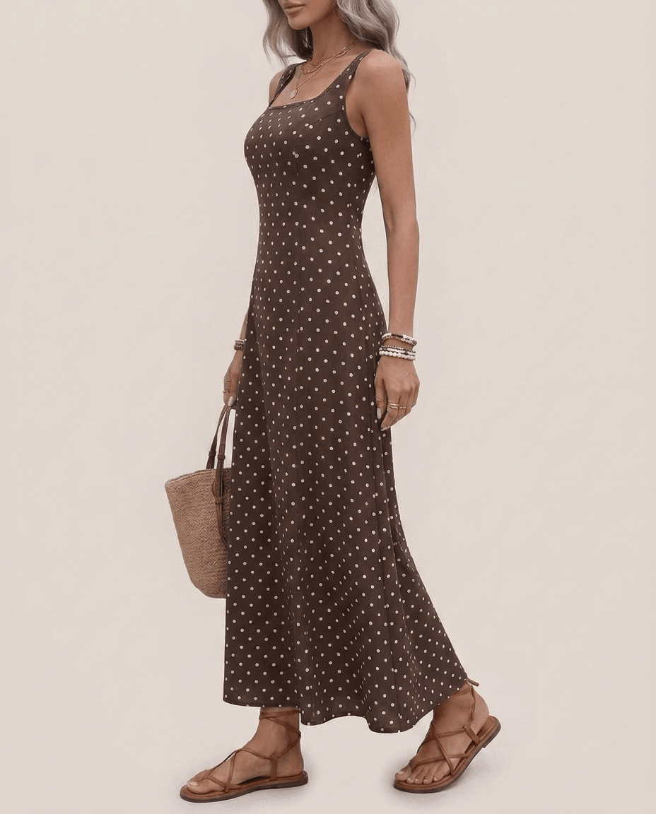 Polka Dot Maxi Dress for Women – Sleeveless Flowy Summer Dress - Sundrift