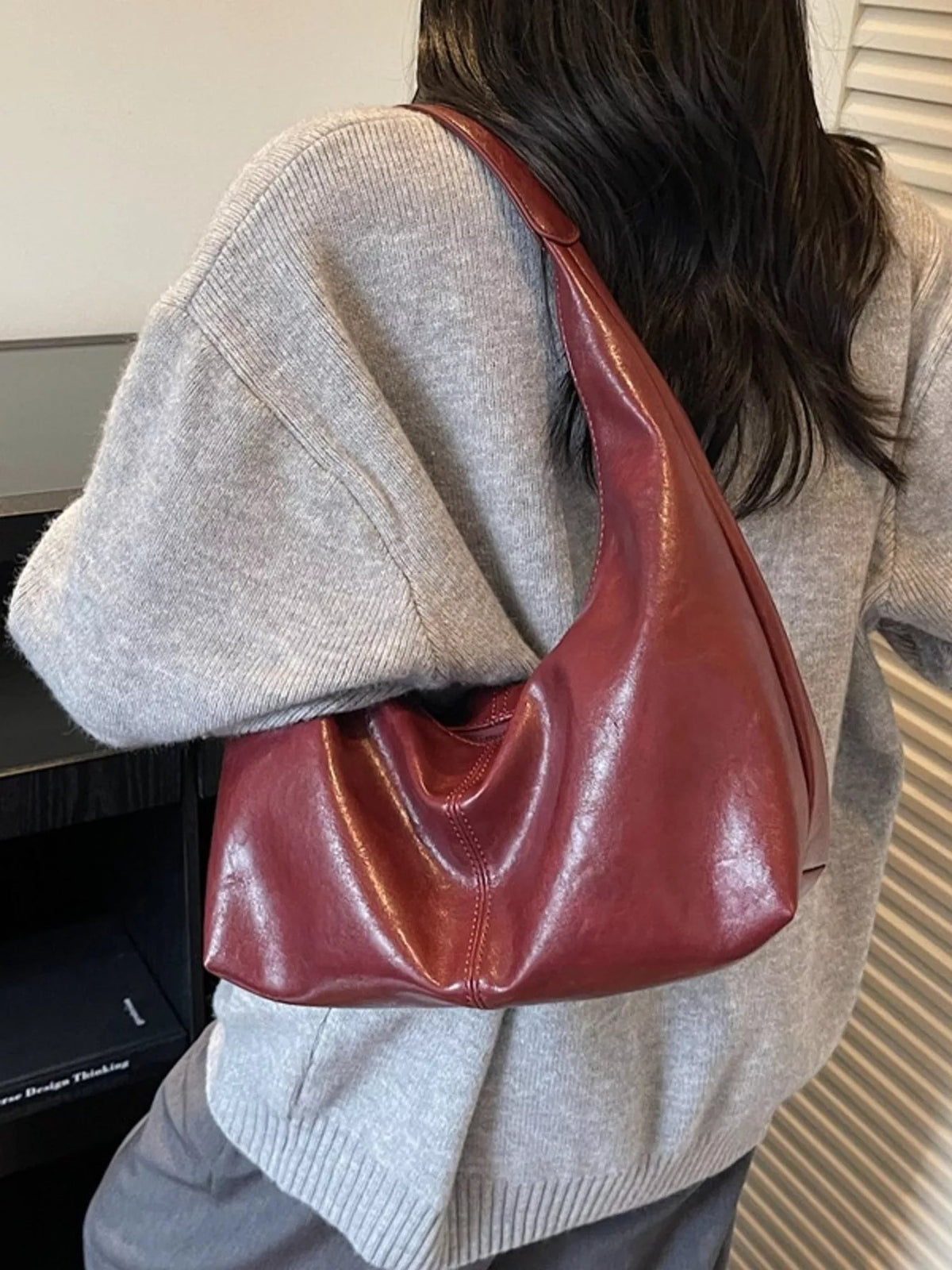 PU Leather Hobo Shoulder Bag for Women – Slouchy Everyday Handbag - Sundrift