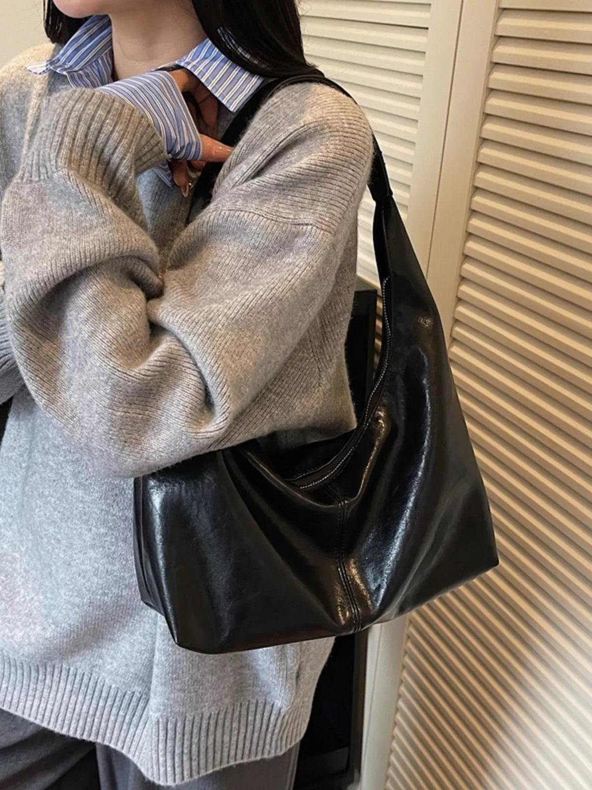 PU Leather Hobo Shoulder Bag for Women – Slouchy Everyday Handbag - Sundrift