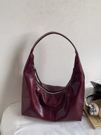 PU Leather Hobo Shoulder Bag for Women – Slouchy Everyday Handbag - Sundrift
