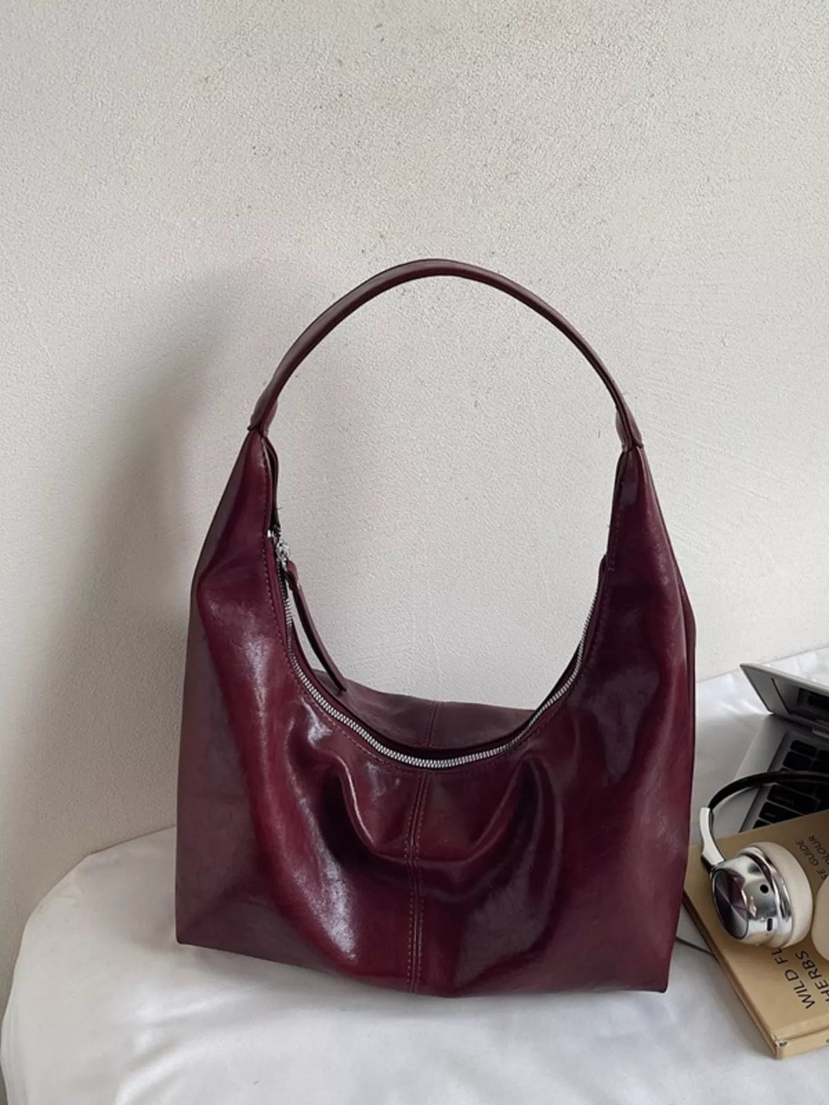 PU Leather Hobo Shoulder Bag for Women – Slouchy Everyday Handbag - Sundrift