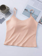 Ribbed Padded Cami Top 3 Pack for Women – Sleeveless Basic Crop Tank Tops - Sundrift