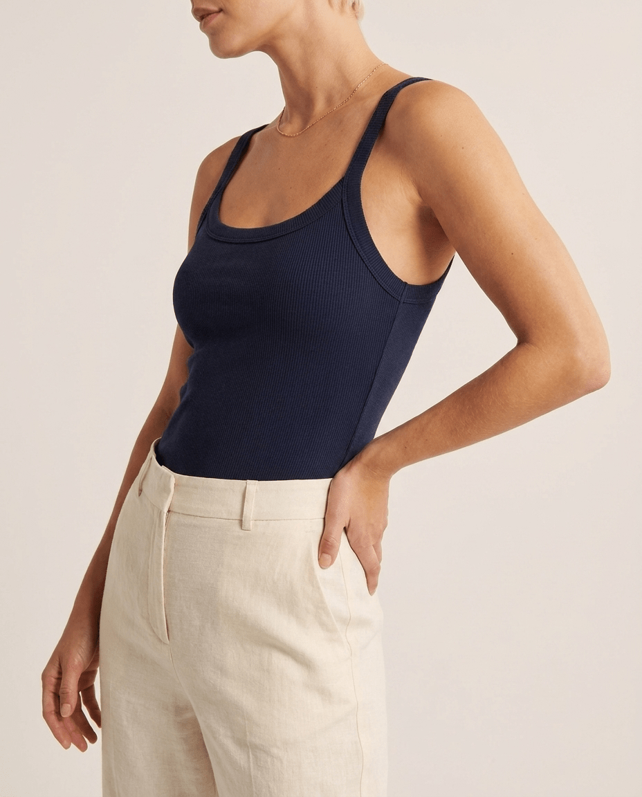 Ribbed Scoop Neck Cami Top for Women – Spaghetti Strap Fitted Tank Top - Sundrift