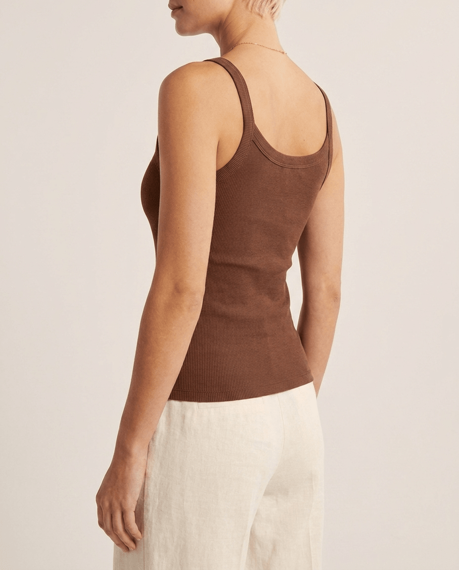 Ribbed Scoop Neck Cami Top for Women – Spaghetti Strap Fitted Tank Top - Sundrift