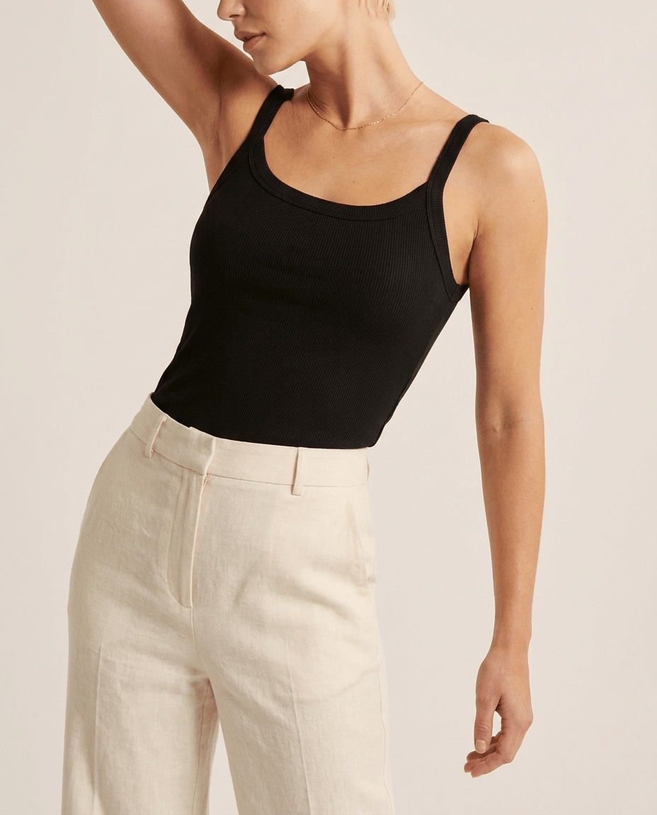 Ribbed Scoop Neck Cami Top for Women – Spaghetti Strap Fitted Tank Top - Sundrift