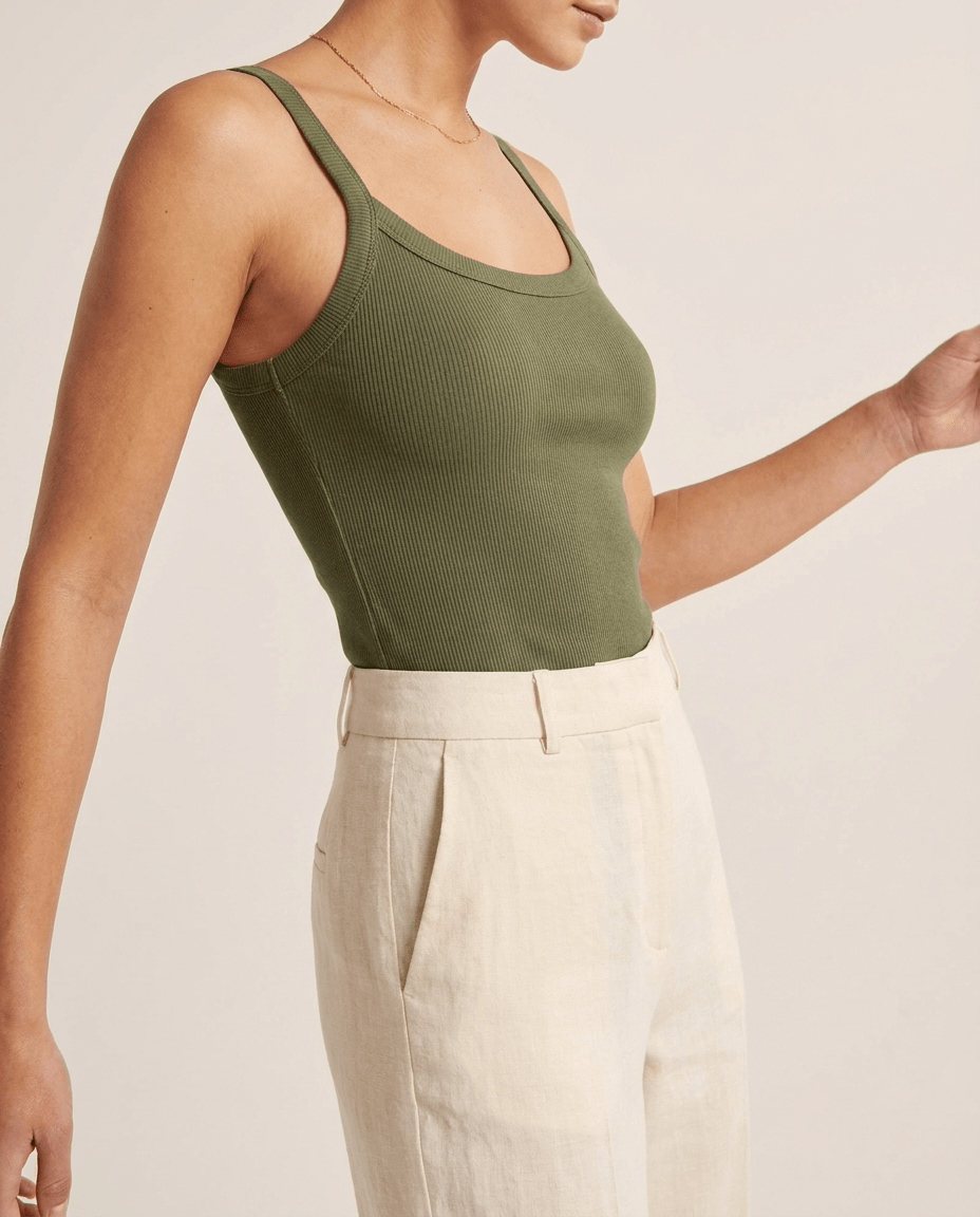 Ribbed Scoop Neck Cami Top for Women – Spaghetti Strap Fitted Tank Top - Sundrift
