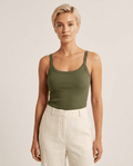 Ribbed Scoop Neck Cami Top for Women – Spaghetti Strap Fitted Tank Top - Sundrift