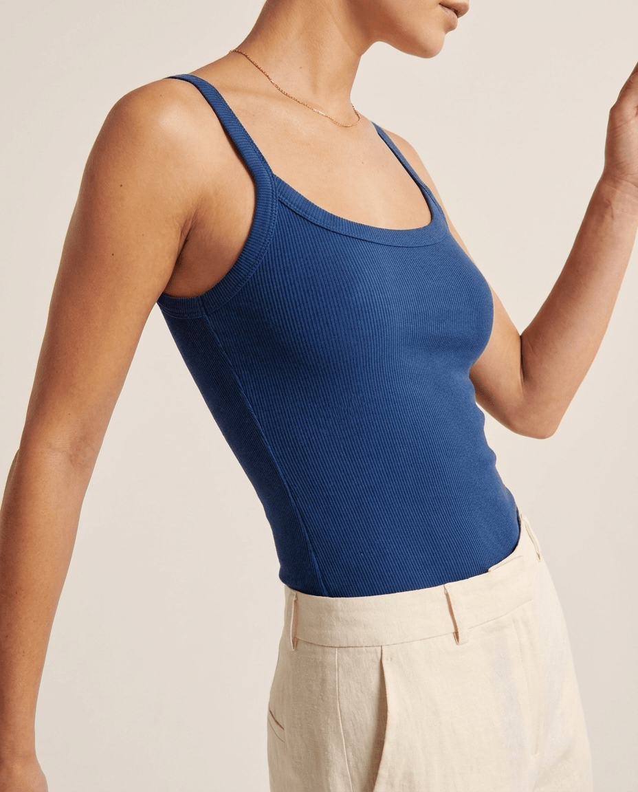 Ribbed Scoop Neck Cami Top for Women – Spaghetti Strap Fitted Tank Top - Sundrift