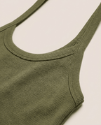 Ribbed Scoop Neck Cami Top for Women – Spaghetti Strap Fitted Tank Top - Sundrift