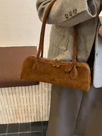 Solid Colour Shoulder Bag for Women – Minimalist Leather Look Handbag - Sundrift