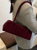 Solid Colour Shoulder Bag for Women – Minimalist Leather Look Handbag - Sundrift