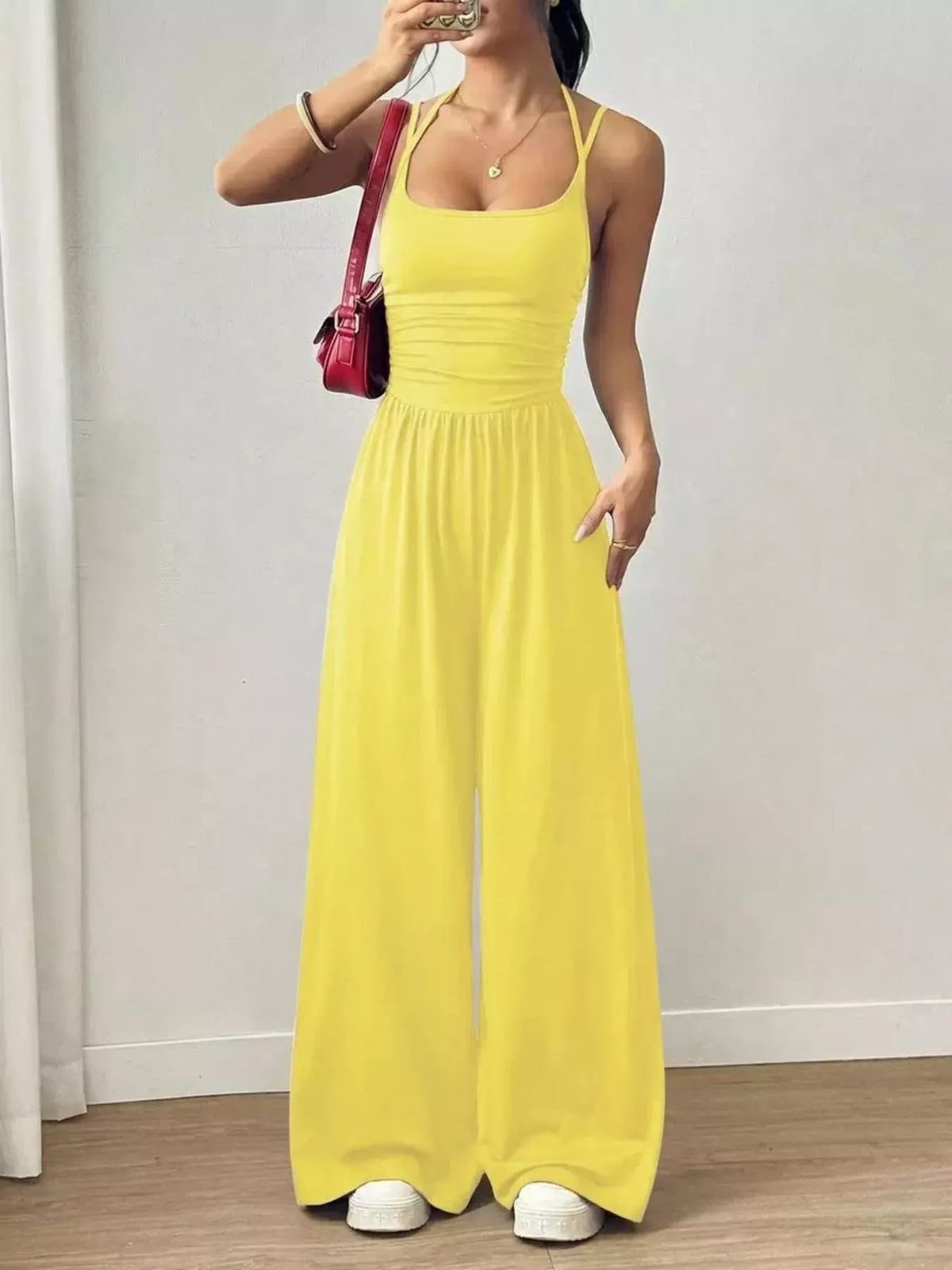 Spaghetti Strap Wide Leg Jumpsuit for Women – Casual Flowy Summer Playsuit - Sundrift