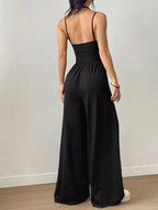 Spaghetti Strap Wide Leg Jumpsuit for Women – Casual Flowy Summer Playsuit - Sundrift
