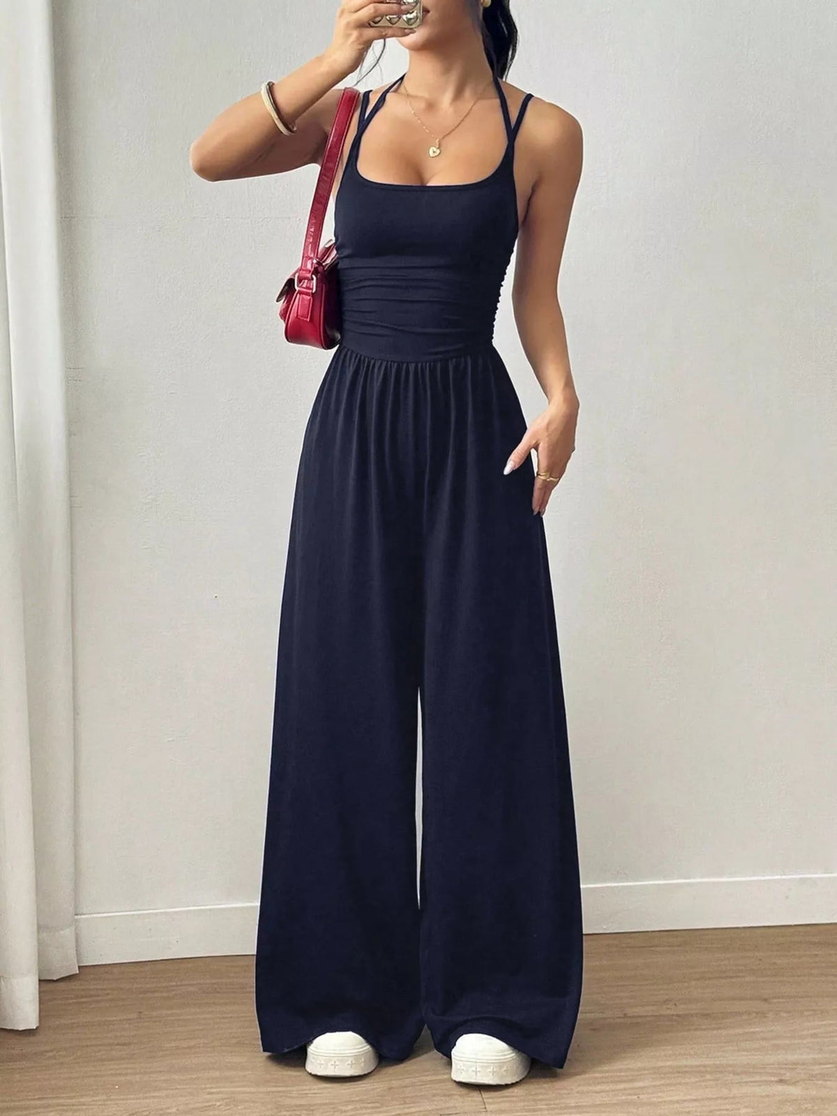 Spaghetti Strap Wide Leg Jumpsuit for Women – Casual Flowy Summer Playsuit - Sundrift