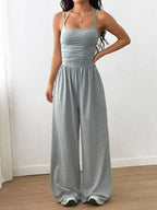 Spaghetti Strap Wide Leg Jumpsuit for Women – Casual Flowy Summer Playsuit - Sundrift
